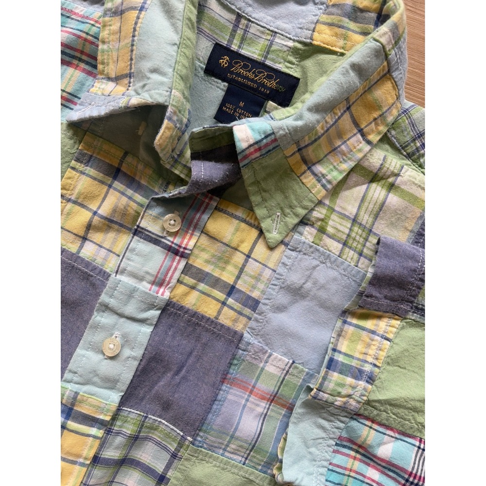 Brooks Brothers Patchwork Plaid Button-Down Shirt in Yellow, Green, Blue